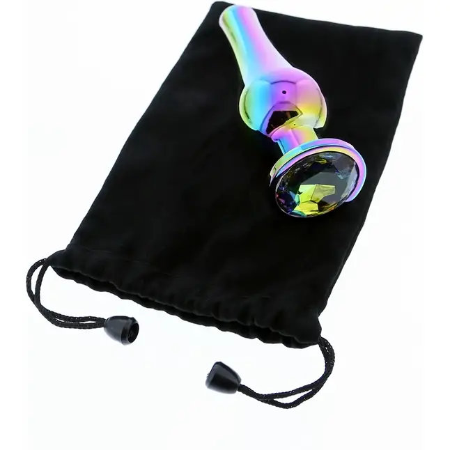 Радужная анальная пробка с кристаллом Coloured Pleasure Plug S - 9 см - Gleaming Love. Фотография 6.
