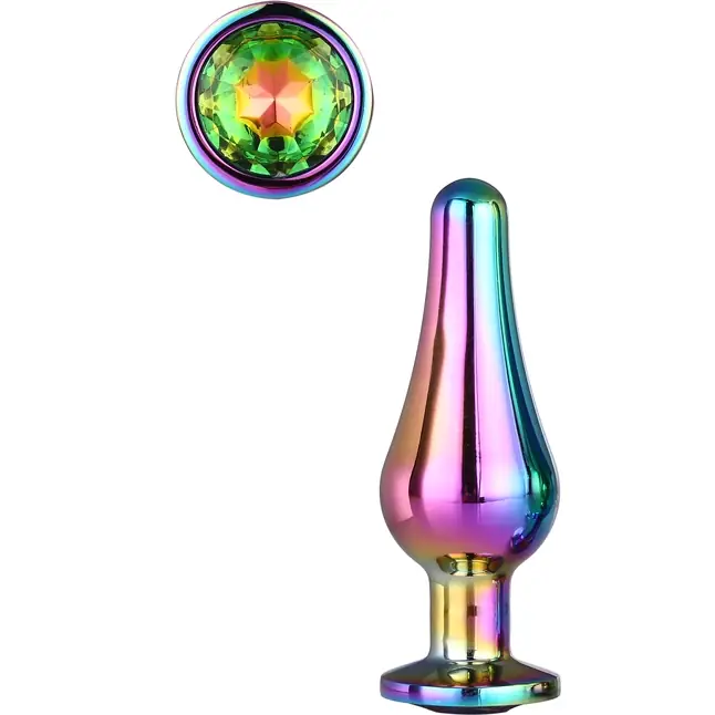 Радужная анальная пробка с кристаллом Coloured Pleasure Plug S - 9 см - Gleaming Love
