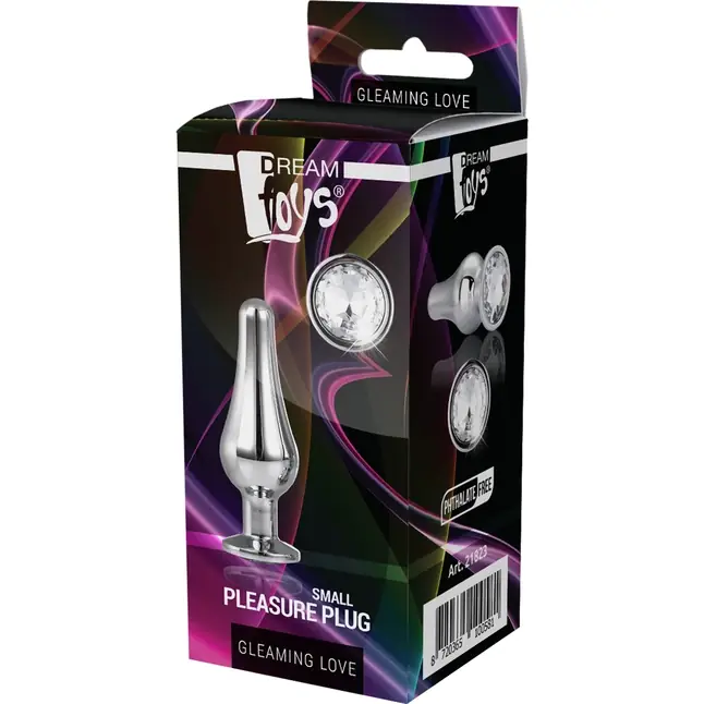 Серебристая анальная пробка с кристаллом Silver Pleasure Plug S - 9 см - Gleaming Love. Фотография 2.
