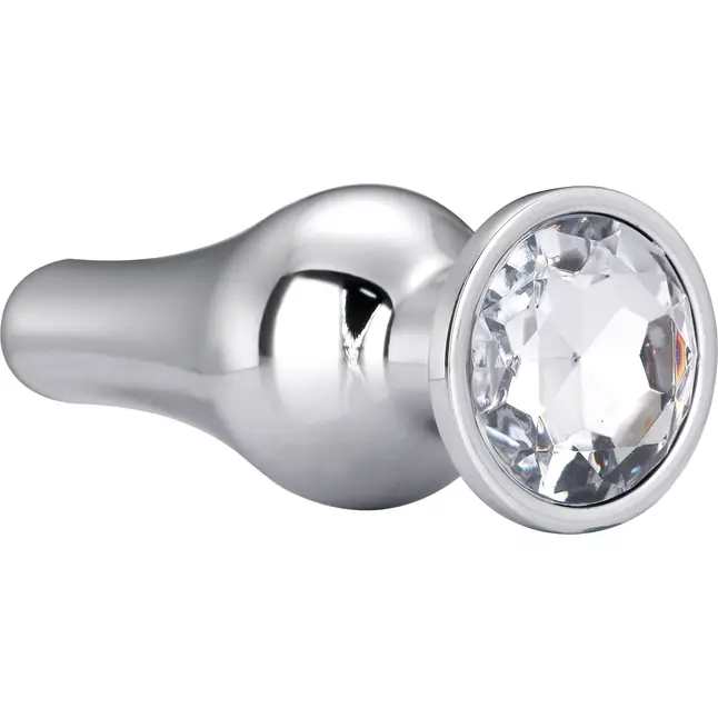 Серебристая анальная пробка с кристаллом Silver Pleasure Plug S - 9 см - Gleaming Love. Фотография 4.
