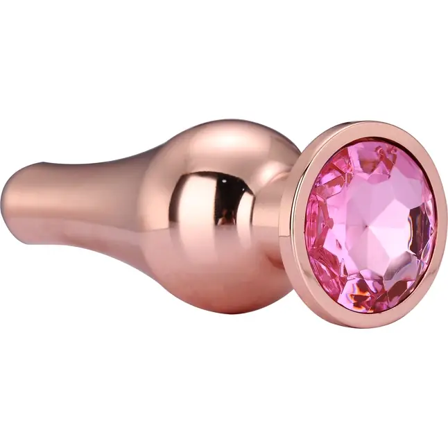 Золотистая анальная пробка с кристаллом Rose Gold Pleasure Plug S - 9 см - Gleaming Love. Фотография 4.