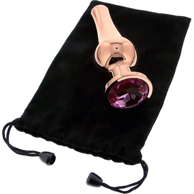 Золотистая анальная пробка с кристаллом Rose Gold Pleasure Plug S - 9 см - Gleaming Love. Фотография 6.