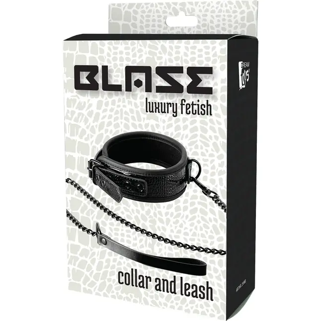 Черный ошейник с поводком Croco Collar and Leash - Blaze. Фотография 2.