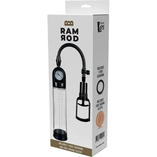 Прозрачная вакуумная помпа с манометром Deluxe Penis Pump - Ramrod. Фотография 2.