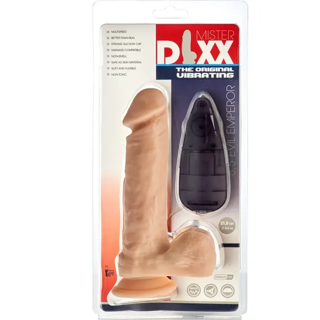 Телесный вибратор-реалистик с проводным пультом Evil Emperor - 21,5 см - Mr Dixx. Фотография 2.