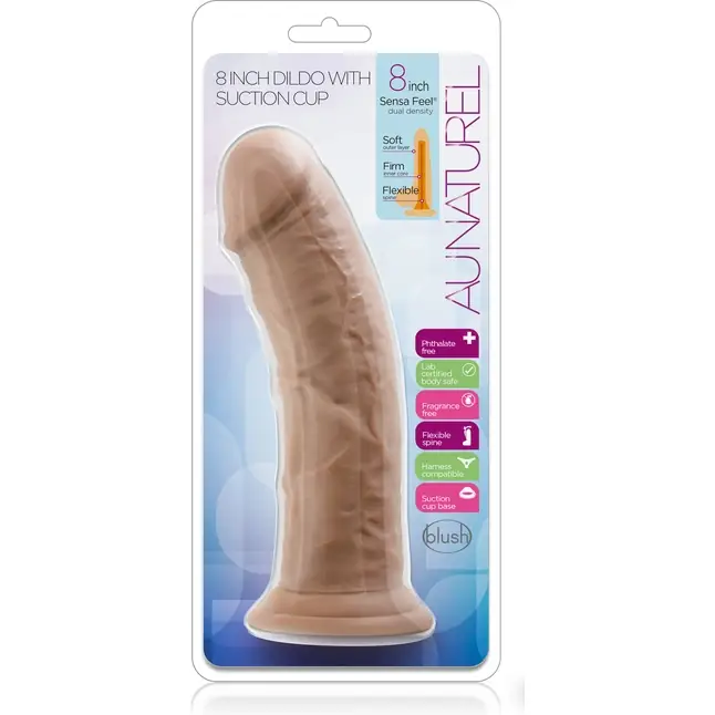 Фаллоимитатор-мулат 8 Inch Dildo with Suction Cup - 20,3 см - Au Naturel. Фотография 2.