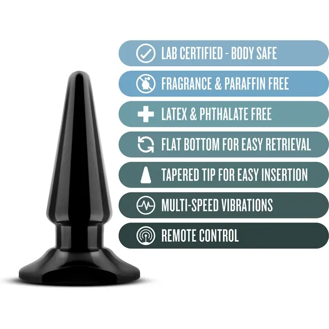 Черная анальная пробка с вибрацией Basic Vibrating Anal Pleaser - 10,2 см - Anal Adventures. Фотография 5.