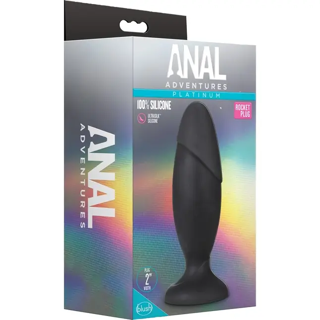 Черная силиконовая пробка Silicone Rocket Plug - 16,5 см - Anal Adventures Platinum. Фотография 3.