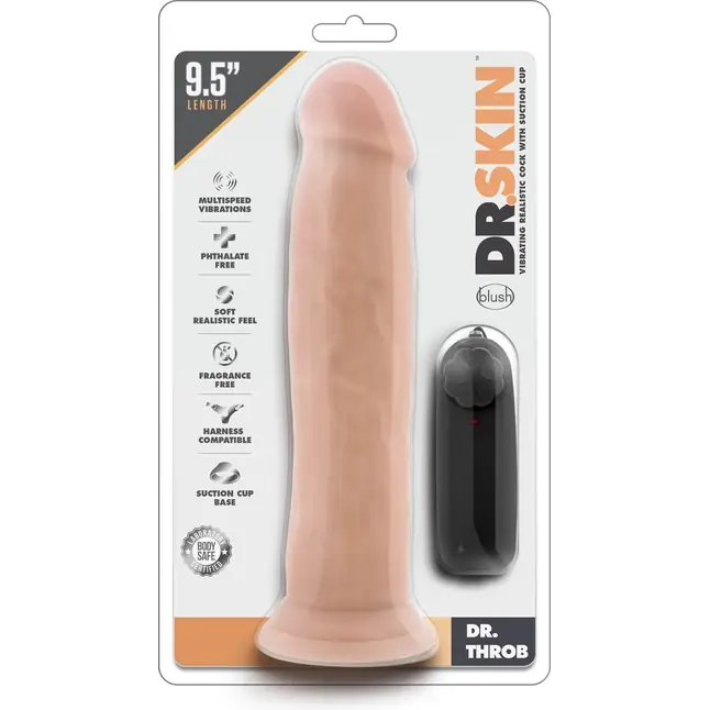 Телесный вибратор-реалистик Dr. Throb 9.5 Inch Vibrating Realistic Cock - 24,1 см - Dr. Skin. Фотография 2.