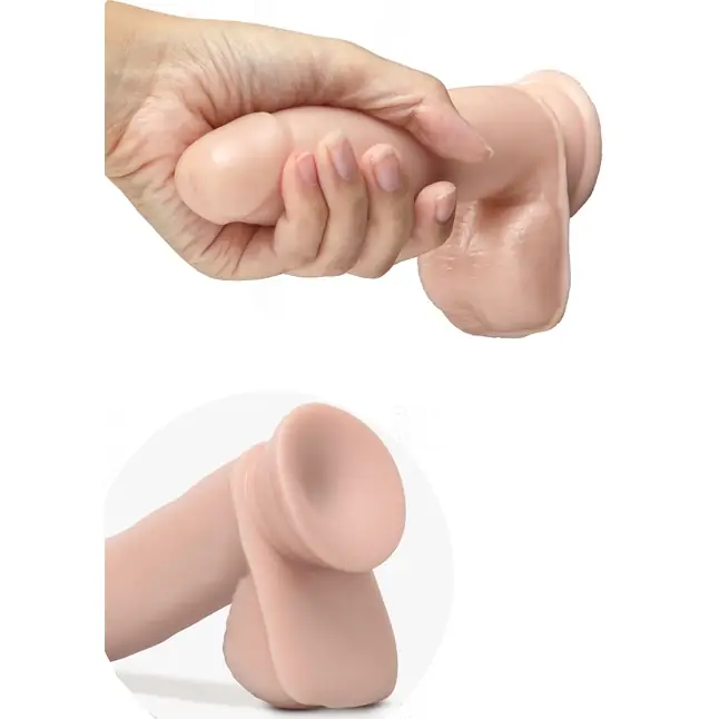 Телесный фаллоимитатор 7 inch Self Lubricating Dildo with Balls - 17,8 см - Dr. Skin Glide. Фотография 4.