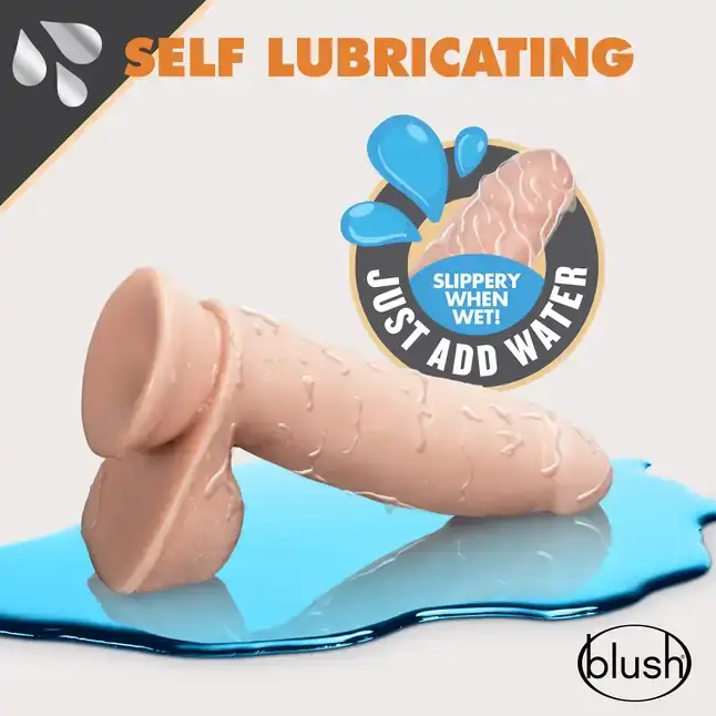 Телесный фаллоимитатор 7 inch Self Lubricating Dildo with Balls - 17,8 см - Dr. Skin Glide. Фотография 5.