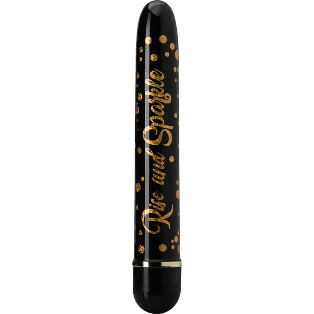 Черно-золотистый классический вибратор Rise and Sparkle - 17,8 см - The Collection