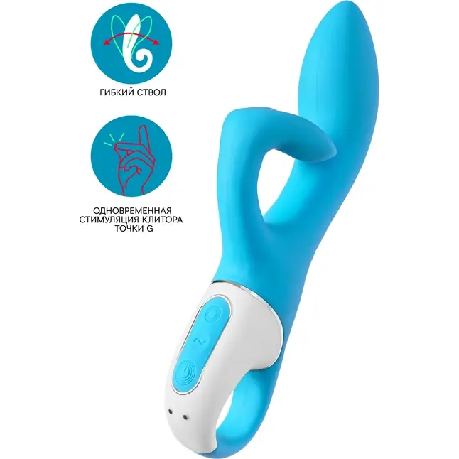 Бирюзовый вибратор-кролик Embrace Me - 21,2 см. Фотография 3.