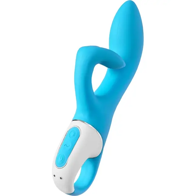 Бирюзовый вибратор-кролик Embrace Me - 21,2 см