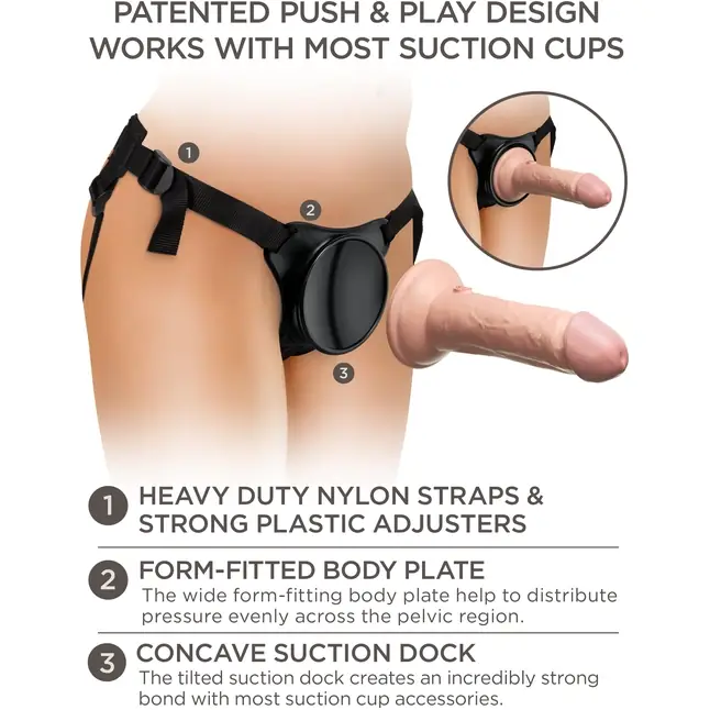Страпон с телесной насадкой на присоске Beginner s Silicone Body Dock Kit - 14 см - King Cock Elite. Фотография 5.