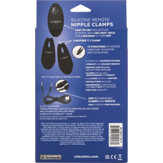 Черные зажимы для сосков с дистанционным управлением Silicone Remote Nipple Clamps. Фотография 10.