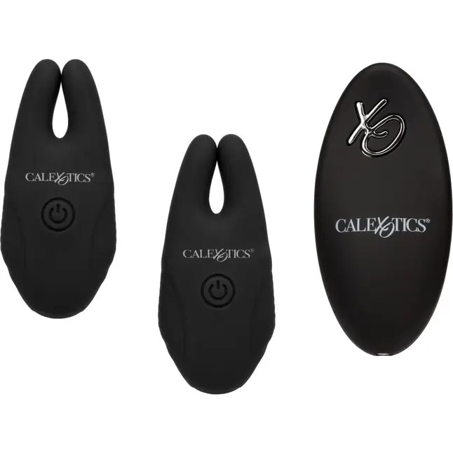 Черные зажимы для сосков с дистанционным управлением Silicone Remote Nipple Clamps