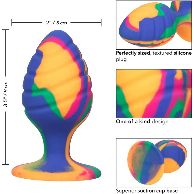 Яркая анальная пробка Cheeky Large Swirl Tie-Dye Plug - 9 см - Cheeky. Фотография 3.