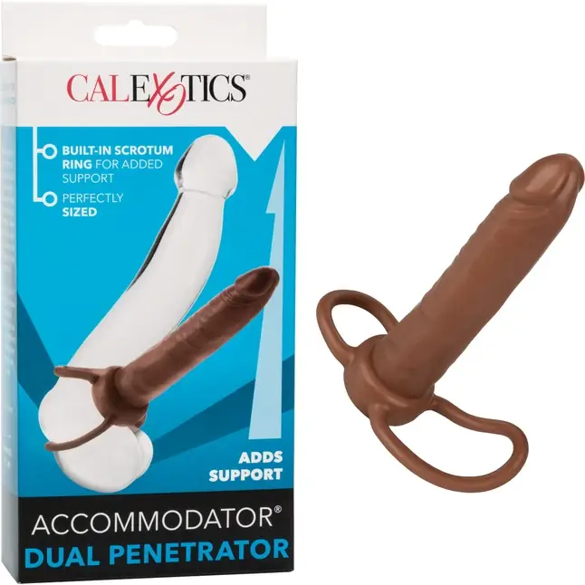 Коричневая насадка для двойного проникновения Accommodator Dual Penetrator - 13,2 см. Фотография 11.