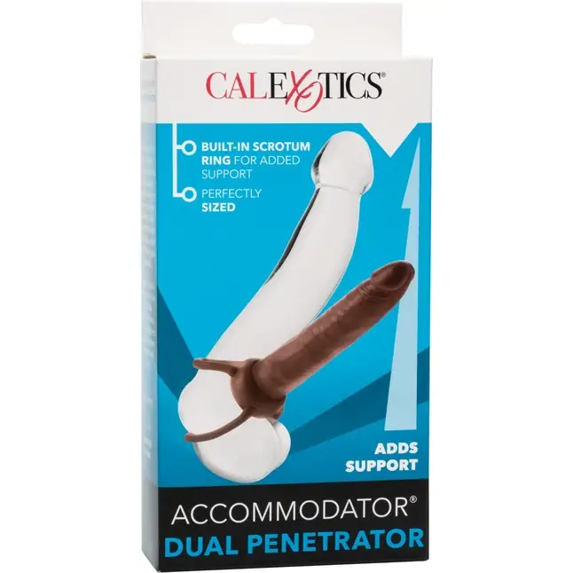 Коричневая насадка для двойного проникновения Accommodator Dual Penetrator - 13,2 см. Фотография 9.