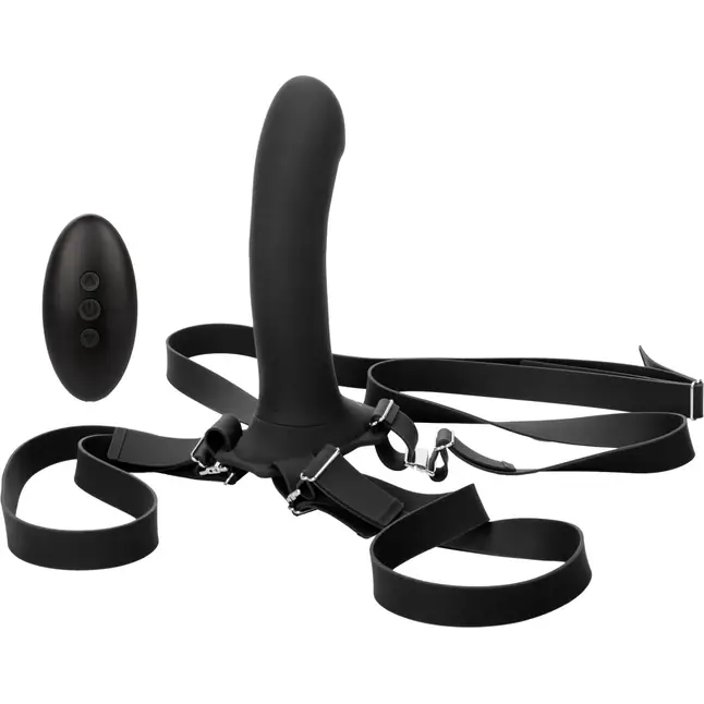 Черный женский страпон с вибрацией Me2 Remote Rumbler - 16,5 см - Her Royal Harness