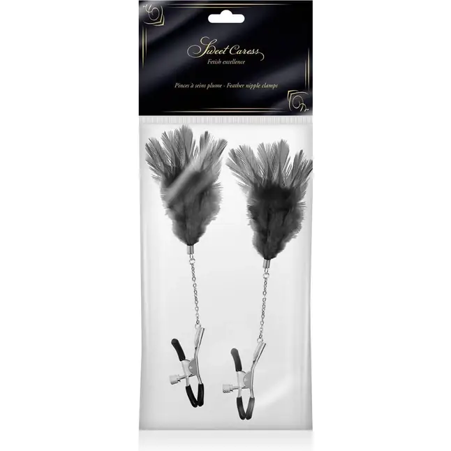Зажимы для сосков с черными перьями Sweet Caress Feather Nipple Clumps. Фотография 2.