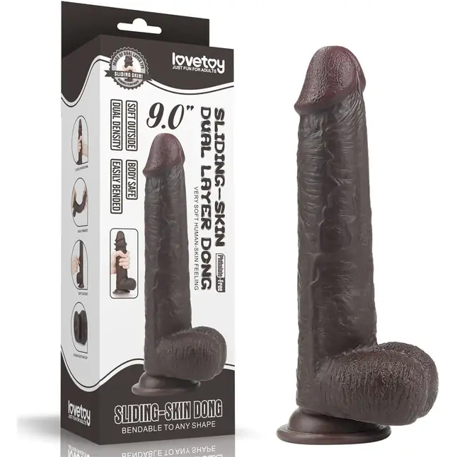 Коричневый фаллоимитатор Sliding-Skin Dong 9.0 - 23 см.. Фотография 2.