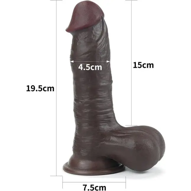 Темнокожий фаллоимитатор с присоской 7.8 Sliding Skin Dual Layer Dong - 19,5 см. Фотография 3.