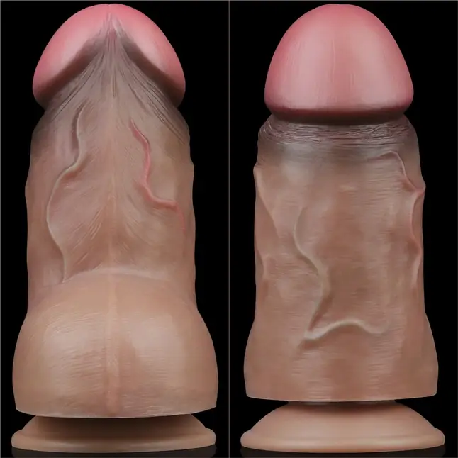 Коричневый фаллоимитатор 7.0 Dual Layered Platinum Silicone Cock - 18,2 см. Фотография 3.