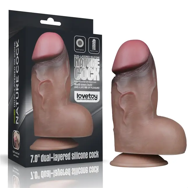 Коричневый фаллоимитатор 7.0 Dual Layered Platinum Silicone Cock - 18,2 см