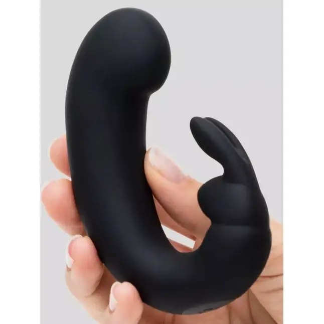 Черный мини-вибратор кролик Sensation Rechargeable G-Spot Rabbit Vibrator - 11,4 см - Fifty Shades of Grey. Фотография 5.