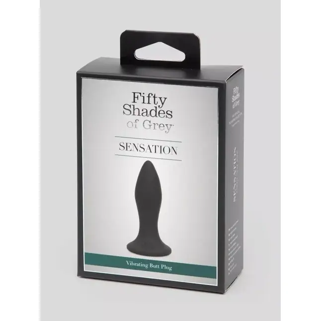 Черная анальная вибропробка Sensation Rechargeable Vibrating Butt Plug - 8,9 см - Fifty Shades of Grey. Фотография 5.