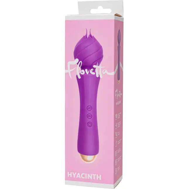 Лиловый вибратор Hyacinth с лепестками - 21,5 см - Flovetta. Фотография 3.