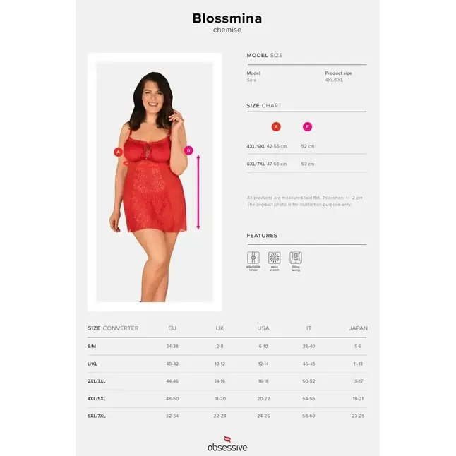 Оригинальная короткая сорочка Blossmina с кружевом - Sexy. Фотография 6.