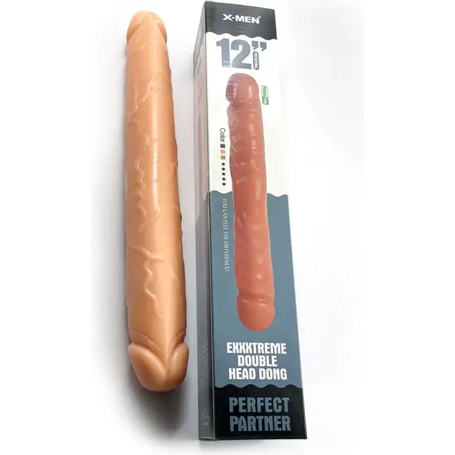 Телесный двухсторонний фаллоимитатор Exxxtreme Double Head Dong - 41,3 см. Фотография 2.