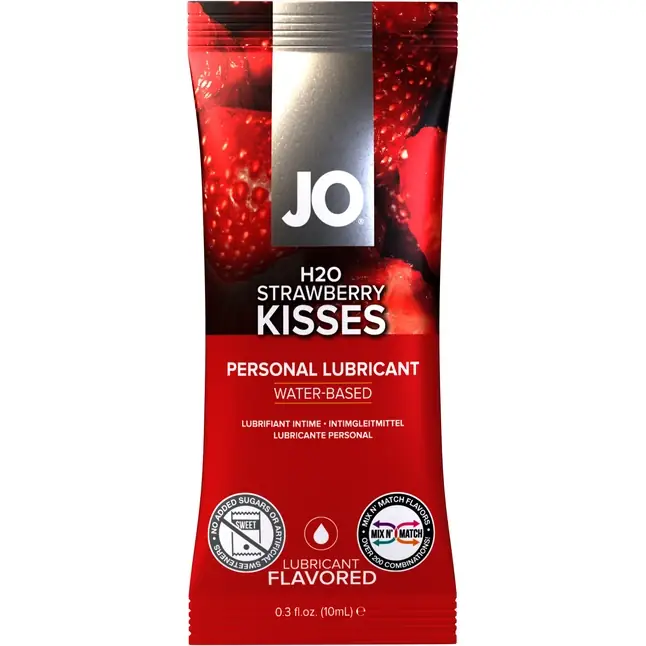 Подарочный набор из 8 саше лубрикантов System JO Four Play - JO H2O Flavors. Фотография 4.