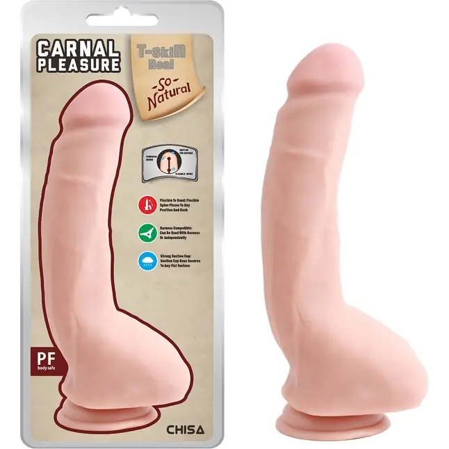 Телесный фаллоимитатор-реалистик на присоске - 23,5 см - T-skin ReaL. Фотография 4.