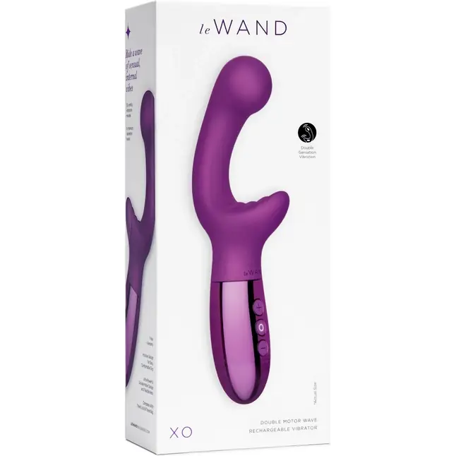 Фиолетовый вибромассажер с двумя моторами Le Wand XO - 19 см. Фотография 3.