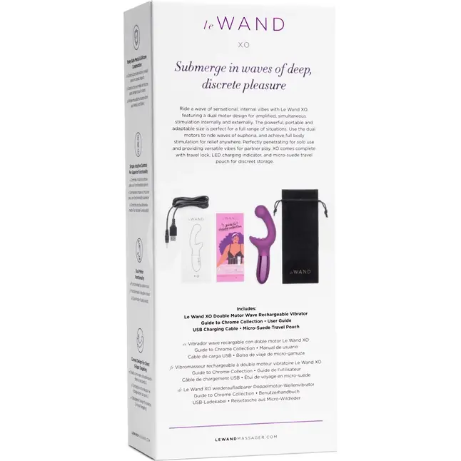 Фиолетовый вибромассажер с двумя моторами Le Wand XO - 19 см. Фотография 8.