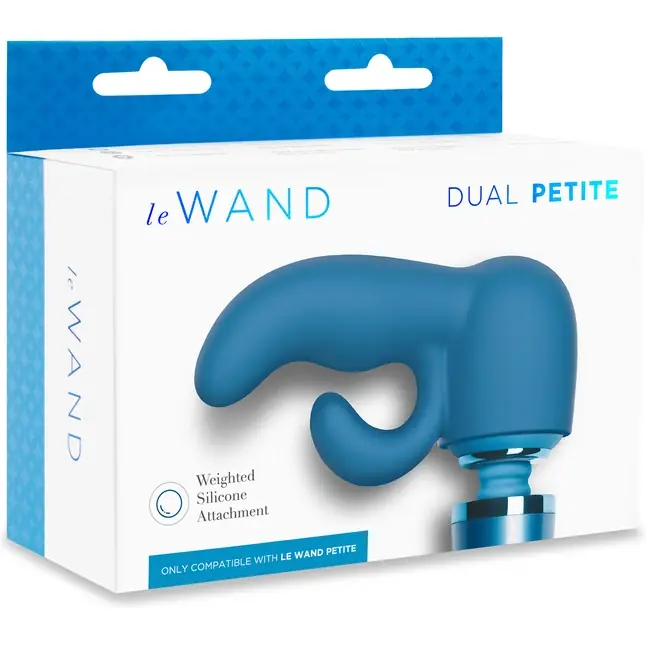 Синяя насадка Dual для вибратора Le Wand Petite. Фотография 5.