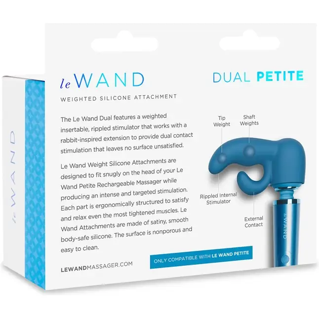 Синяя насадка Dual для вибратора Le Wand Petite. Фотография 6.