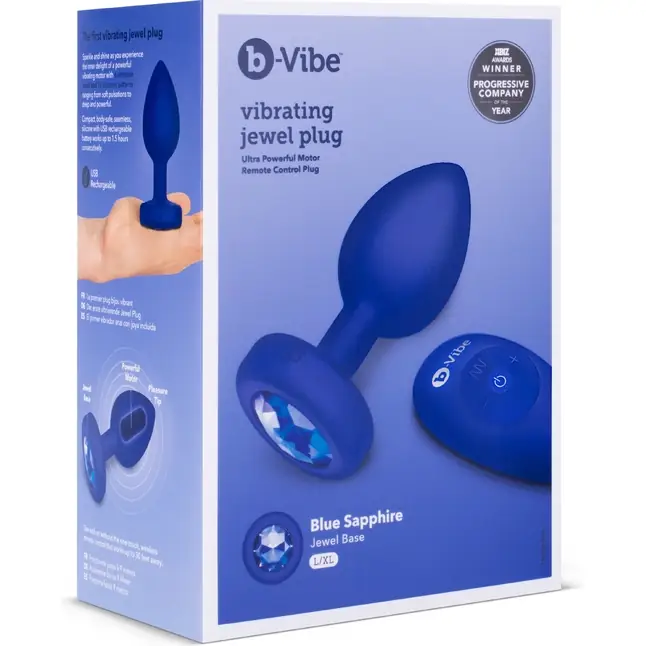 Синяя вибропробка Vibrating Jewel Plug L/XL - 11 см. Фотография 13.