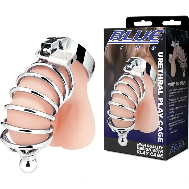 Серебристая клетка для члена Urethral Play Cage. Фотография 2.