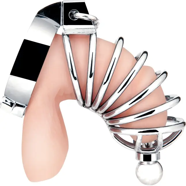 Серебристая клетка для члена Urethral Play Cage. Фотография 3.