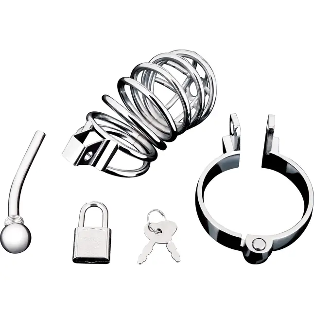 Серебристая клетка для члена Urethral Play Cage. Фотография 4.