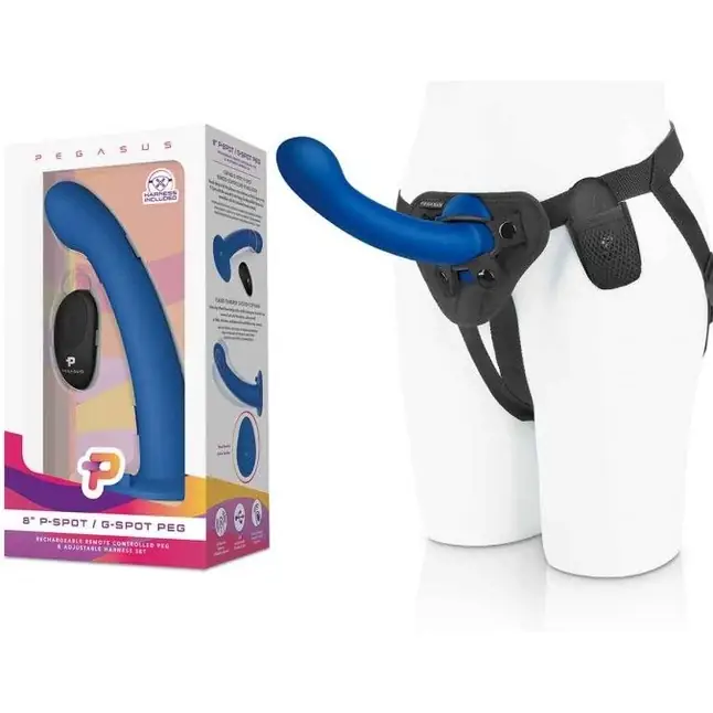 Синяя насадка Remote Control P-Spot G-Spot с черными трусиками - 20 см. Фотография 3.