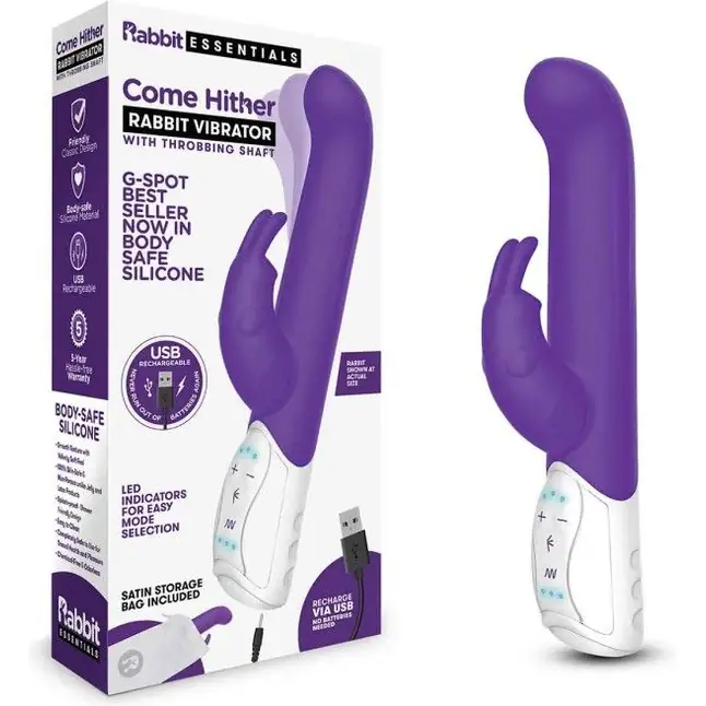Фиолетовый вибромассажер для G-точки Come hither G-Spot Rabbit - 24,5 см. Фотография 2.