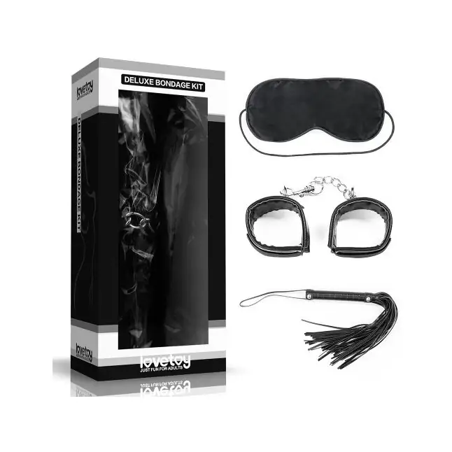 БДСМ-набор Deluxe Bondage Kit для игр: маска, наручники, плётка