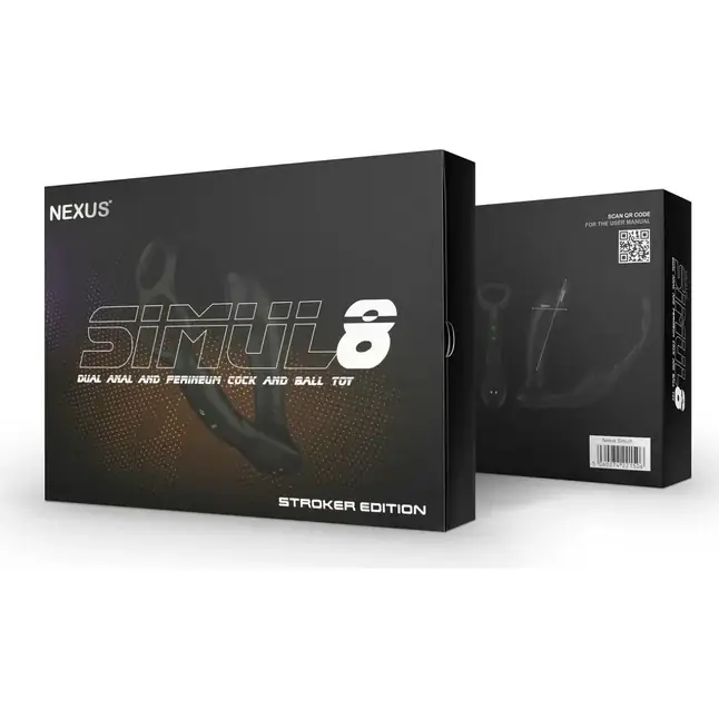Черный вибромассажер простаты Nexus Simul8 Stroker Edition с кольцами для пениса и мошонки. Фотография 2.