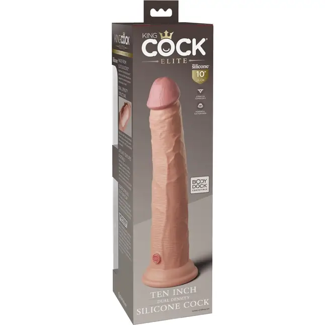 Телесный фаллоимитатор-реалистик King Cock Ellite Dual Density - 25,5 см - King Cock Elite. Фотография 5.